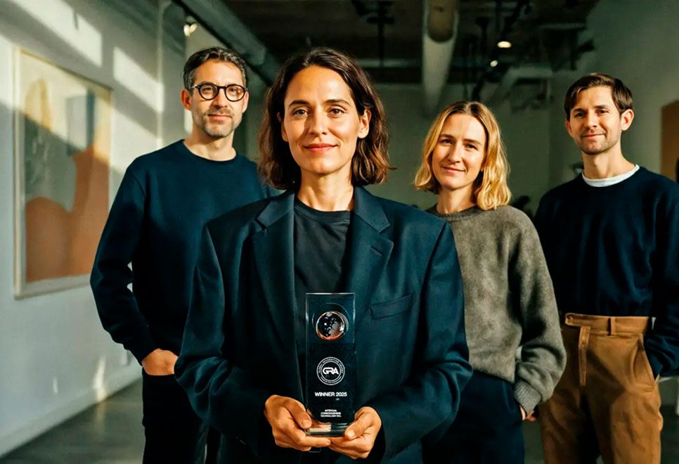 Group of healthcare professionals proudly holding an industry award, symbolizing how healthcare awards strengthen patient trust and drive lasting growth